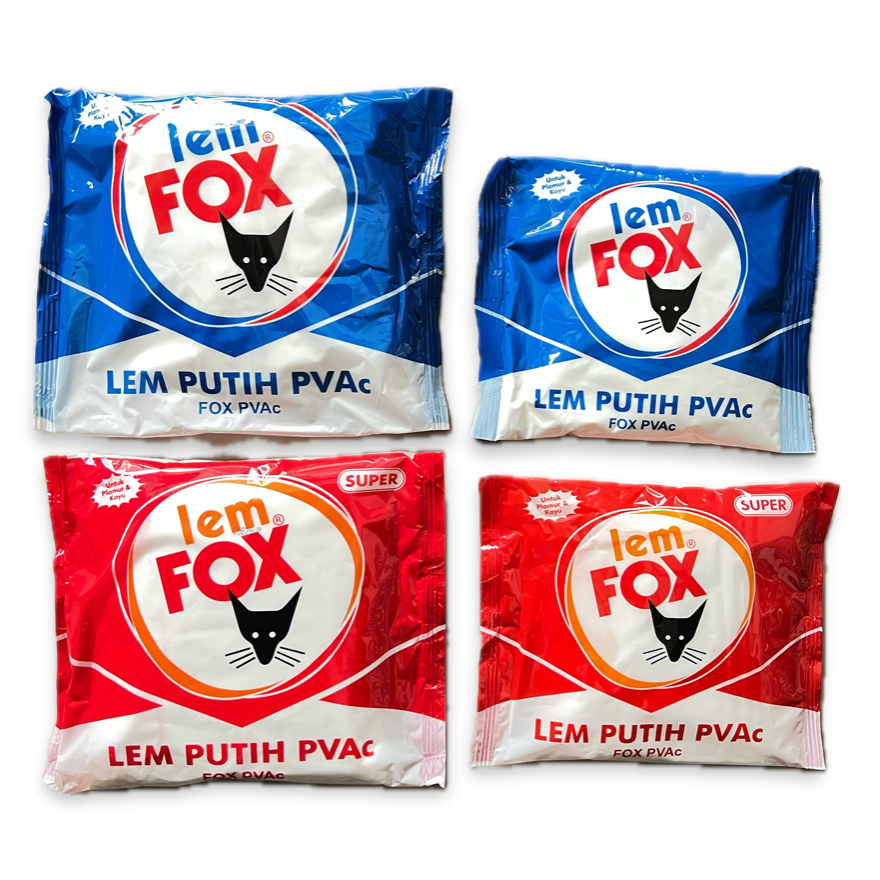 Lem Kayu Putih PVAc Biru-Merah Kantong 350g-600g-700g/Lem Fox Putih Lem Wallpaper