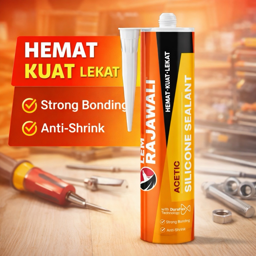 Lem Silikon Asam Lem Kaca Sealant Rajawali Serbaguna Super Kuat