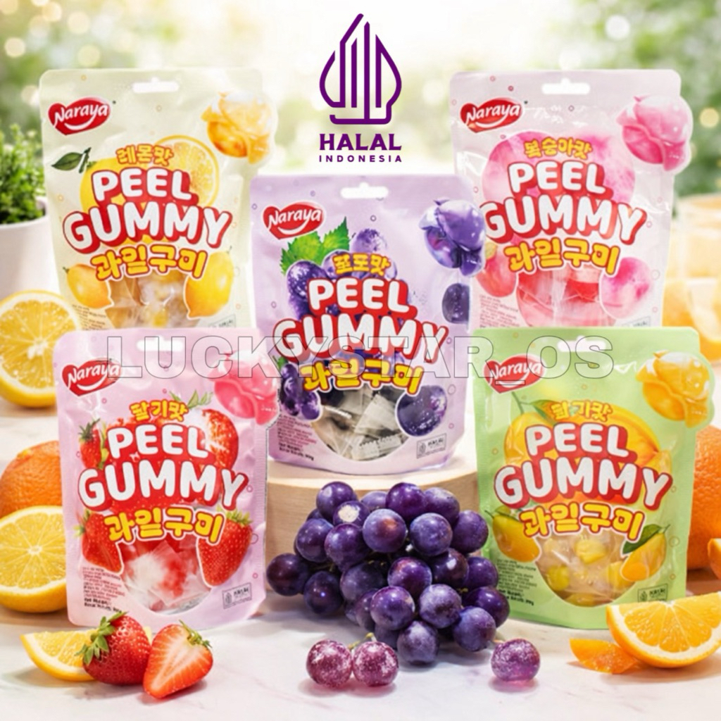 NARAYA PEEL GUMMY 80GR STRAWBERRY / GRAPE /MANGO / LEMON / PEACH