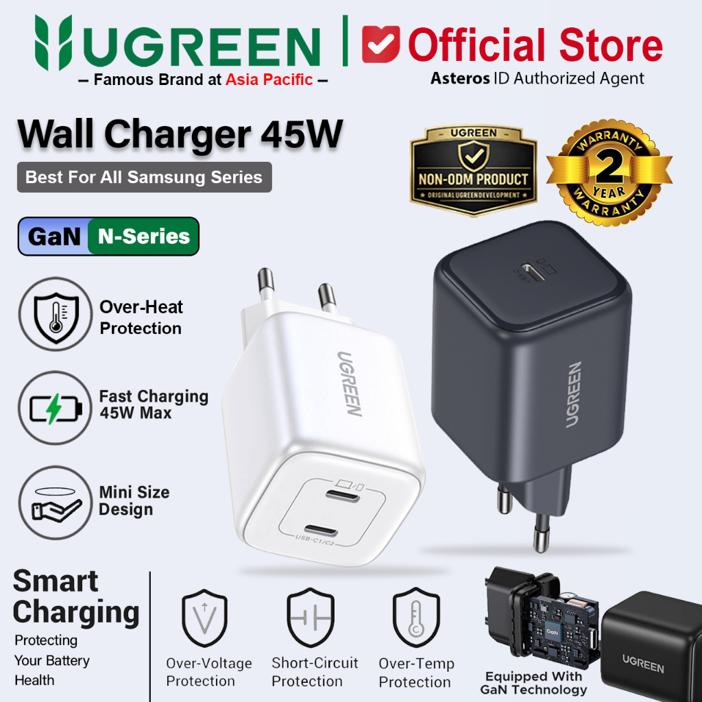 UGREEN Kepala Charger GaN 45W Samsung Super Fast Charging 2.0 45W