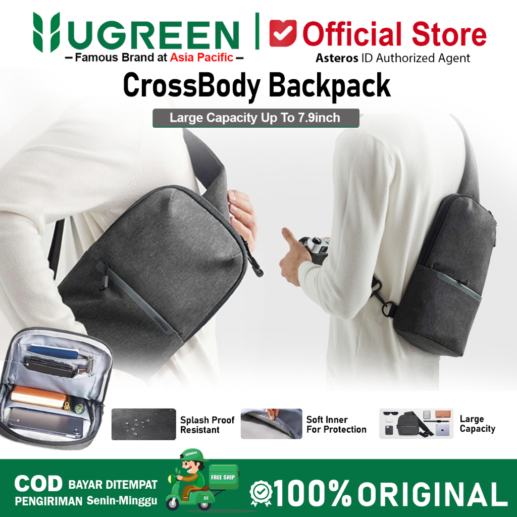 UGREEN Mi Sling Bag, Crossbody Bag, Tas Selempang Pria Wanita Multifungsi 15581