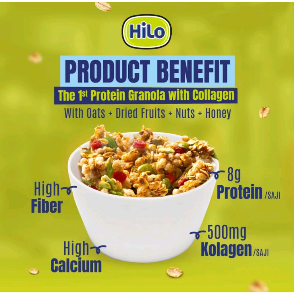 Hilo Protein Granola • Kolagen Rolled Oats Sunflower Seed Chia Seeds Biji Labu Sorgum Kismis Kedelai