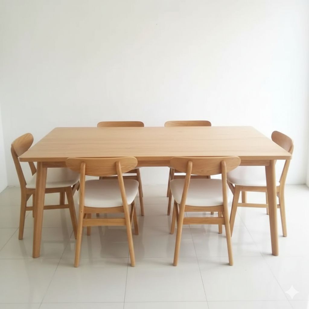 Meja makan kursi 6/ kursi ropan makan/ meja makan 1set 6 kursi/