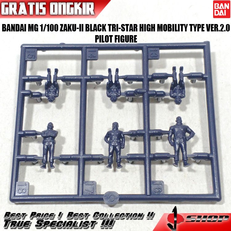 BANDAI MG 1/100 ZAKU-II BLACK TRI-STAR HIGH MOBILITY TYPE VER.2.0 PILOT FIGURE MG2183
