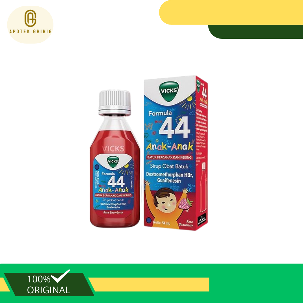 Vicks Formula 44 Strawberry - Obat Batuk Anak, Membantu Keluarkan Dahak