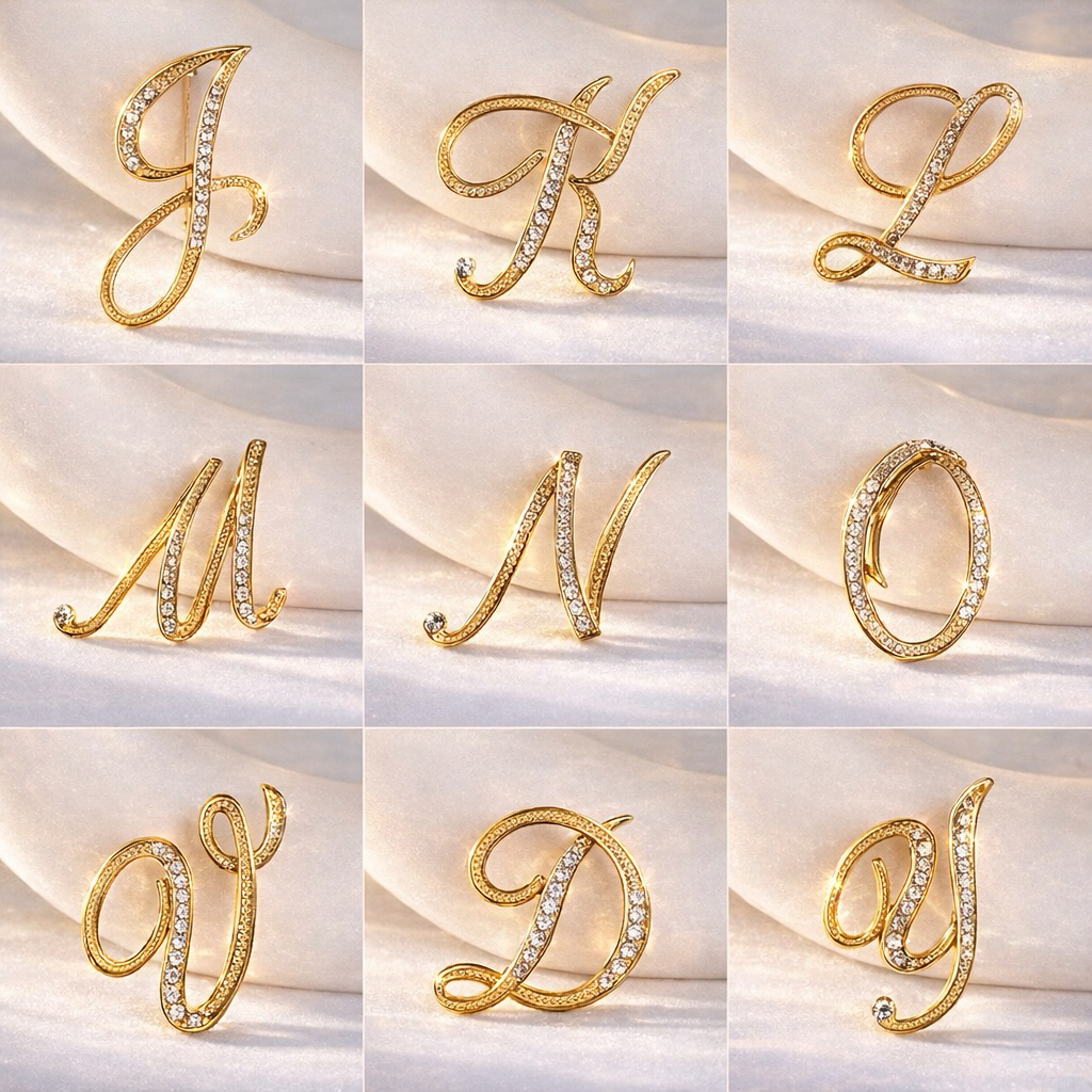 Bros Huruf | Bros Abjad | Bros Alfabet | Bross Inisial Gold Emas Mewah Hijab