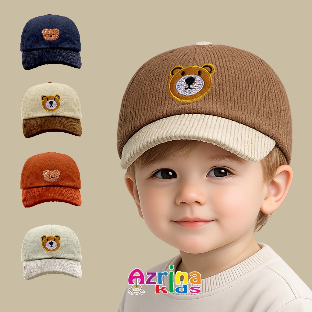 Topi Anak Topi Baseball Bear Topi Bayi Motif Bordir Bear