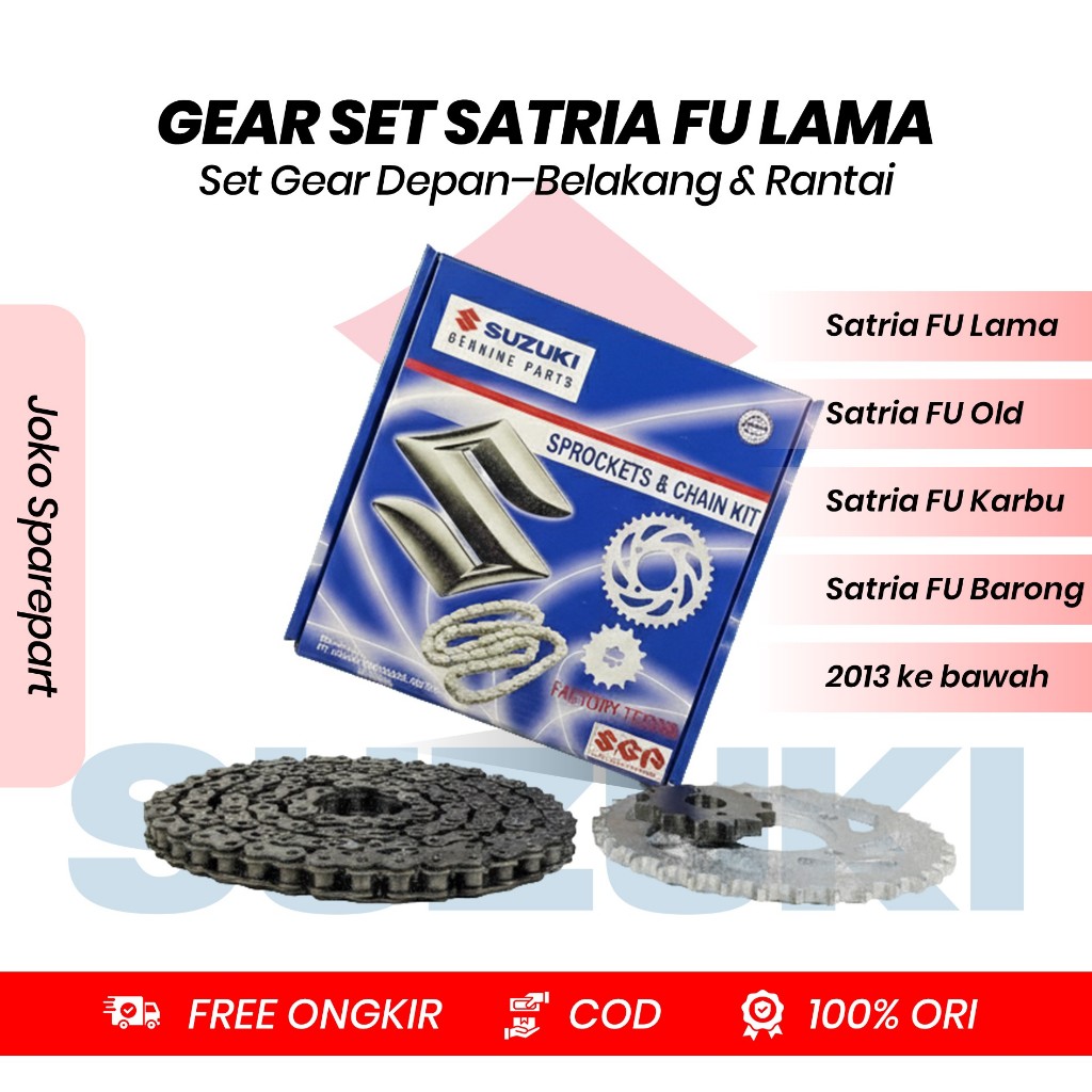 GEAR SET+RANTAI SUZUKI ORIGINAL SATRIA FU OLD, SATRIA FU LAMA, SATRIA FU SPG, SATRIA FU BARONG ORIGI