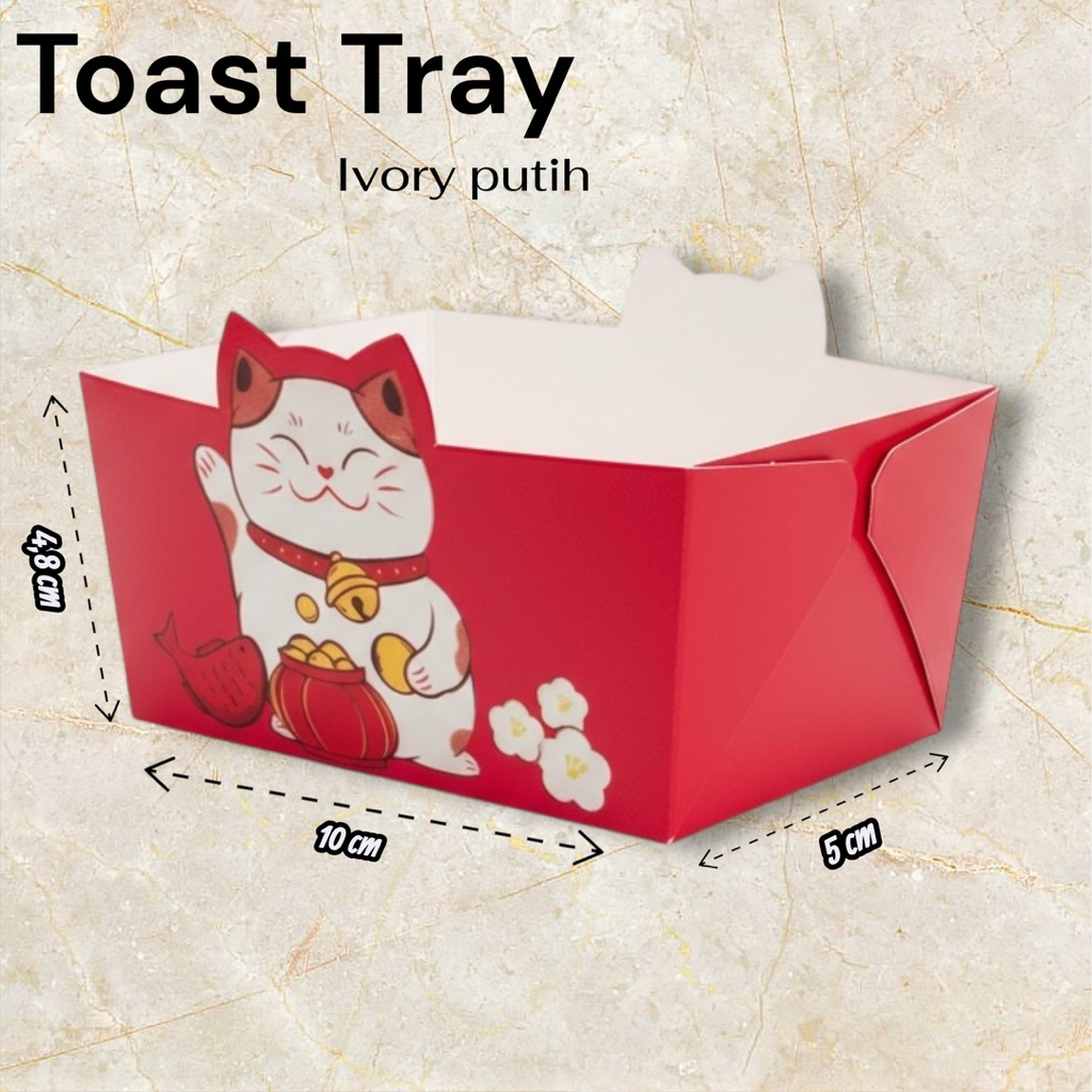 [100&200pcs] Tray toast box kemasan sebaguna dan lucu tray toast motif kucing ukuran 10x5x4,8 cm bah