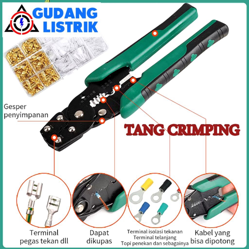 Tang Scun Crimping 3in1 Kupas Kabel Press Tang Skun Scun 8 Inch