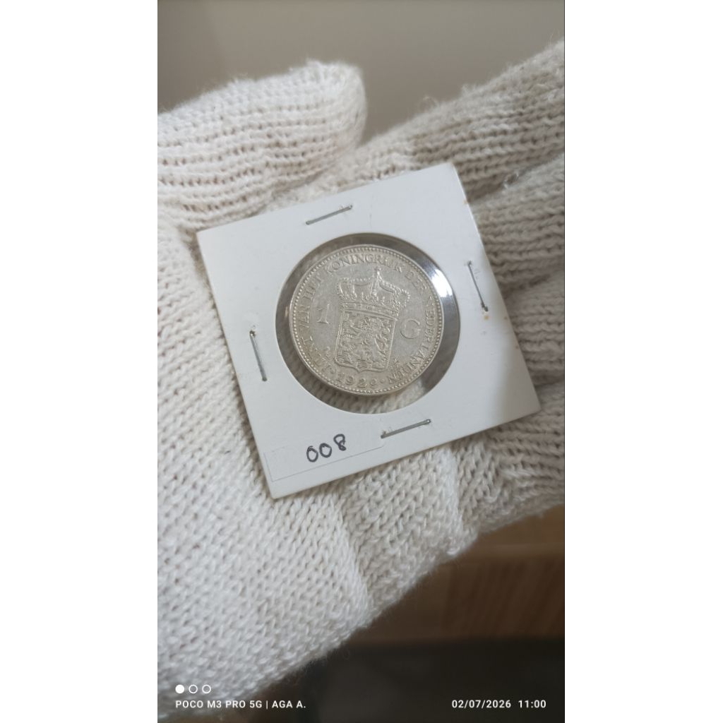 Koin Perak / Silver 72% - 1 Gulden - Wilhelmina - Netherlands East Indies -1929