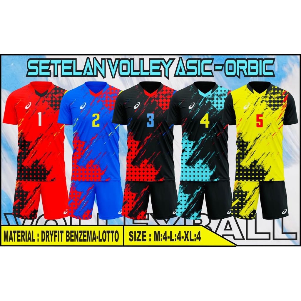 12 SET - MZ ORBIC / Setelan Kaos Volly Lengan Mizuno Split Setelan Volly Team