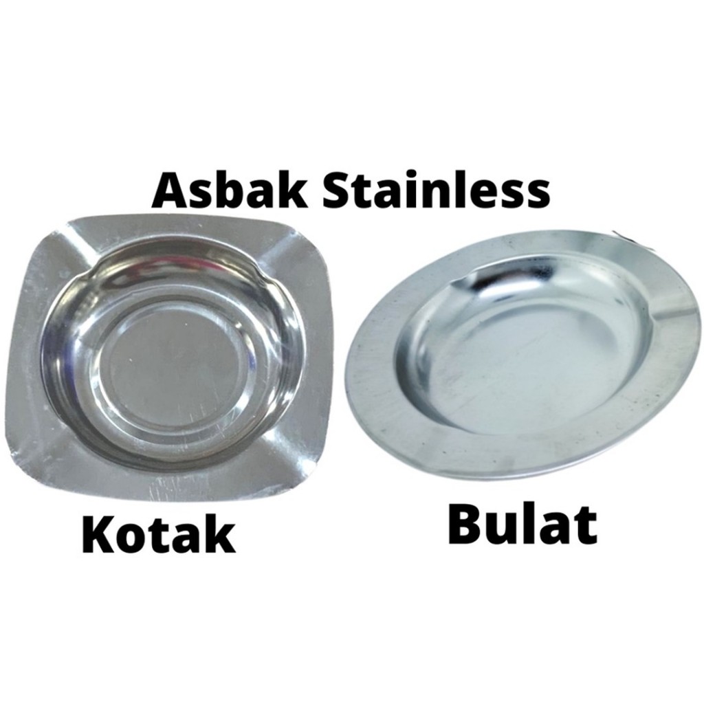 Asbak Rokok Stainless Steel Bulat Kotak Warung Kopi Warkop Cafe Kafe
