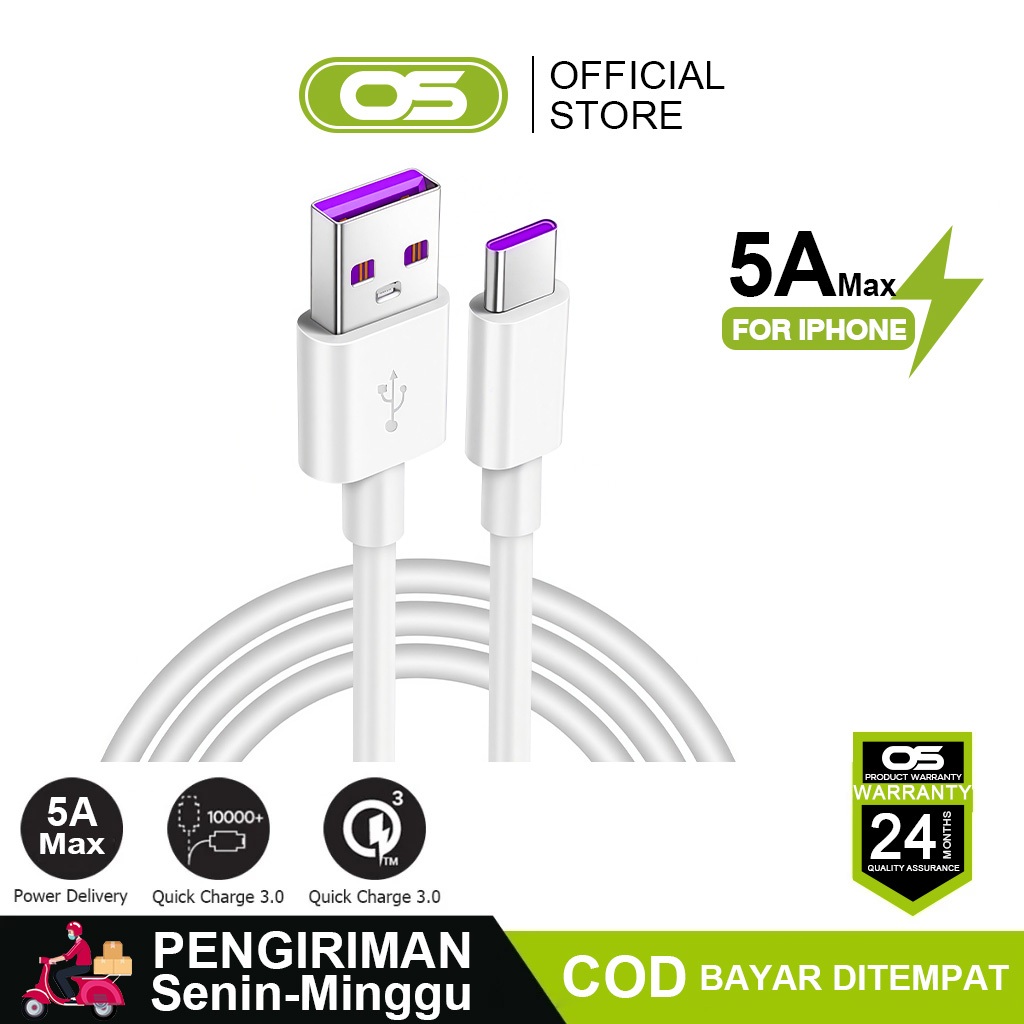 OSCROP Kabel Data Type C Fast Charging 4A Cable Quick Charger PD / QC 3.0/ VOOC 3.0 Untuk xiaomi red