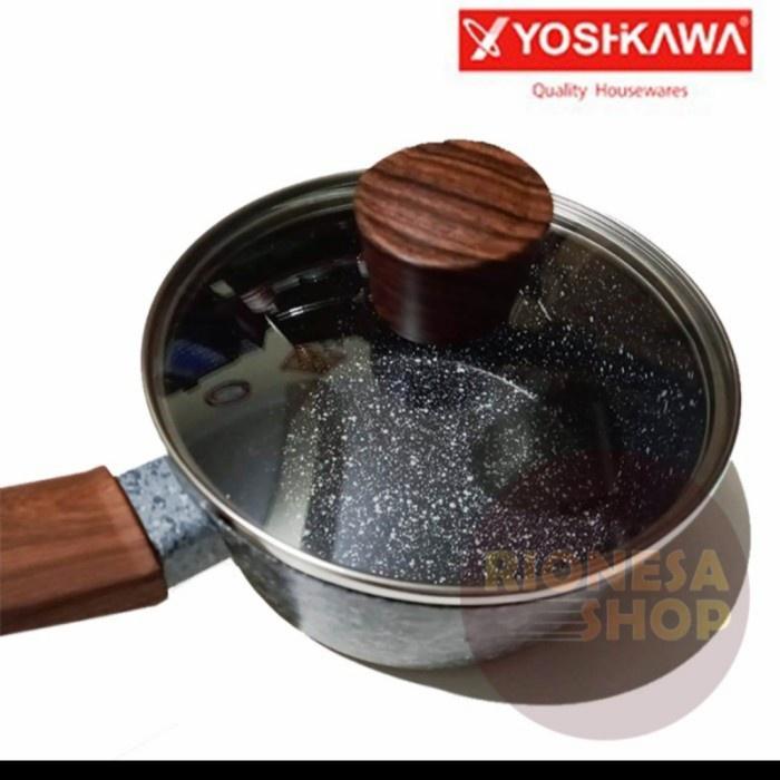 Panci Marble Marbel Tutup Kaca Gagang Kayu Awet Kuat Murah Tebal Cepat Panas Anti Lengket Induksi Pr