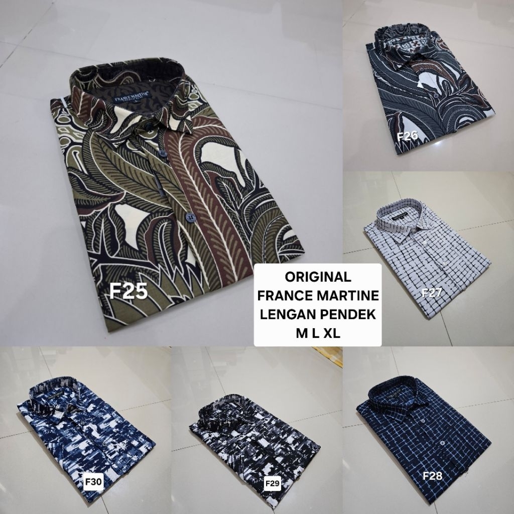 KEMEJA PRIA PENDEK HEM KATUN M L XL FRANCE MARTINE FM