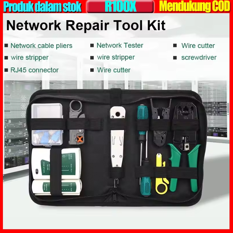 Paket Toolkit Network Repair Alat Servis Jaringan Internet Komplit Set Paket Tang Crimping Lan