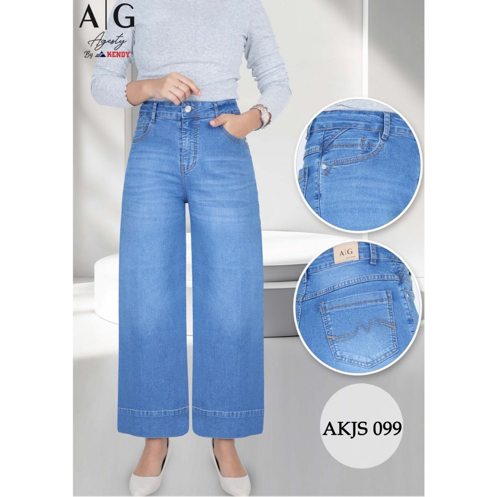 AGESTY BY KENDY - Jeans Kulot 7/9 - AKJS099 - AKJS100 - Denim Stretch Nyaman & Stylish untuk Wanita