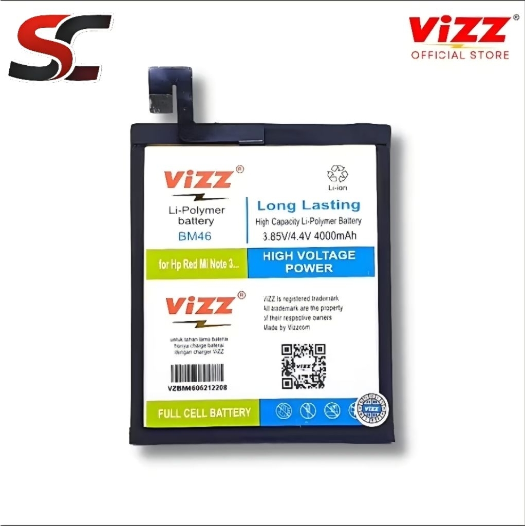 VIZZ Baterai Xiaomi BM46 Batre Redmi Note 3/ Note 3 Pro