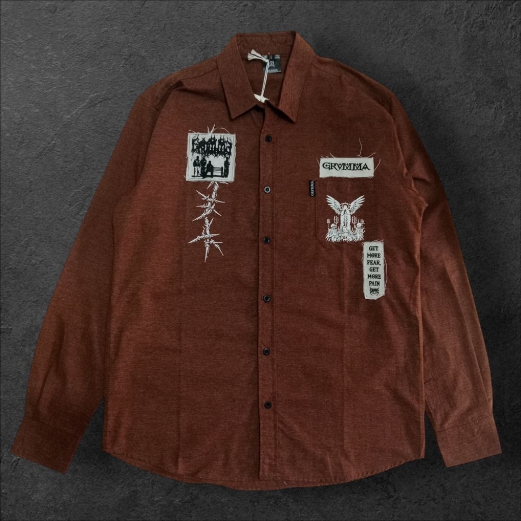 GRUMMA - Kemeja Fit Reguler Lengan Panjang Japan Skul