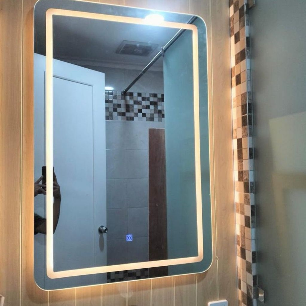 Cermin Kamar Mandi Wastafel Led Touchscreen Minimalis Estetik Dinding Kamar Mandi