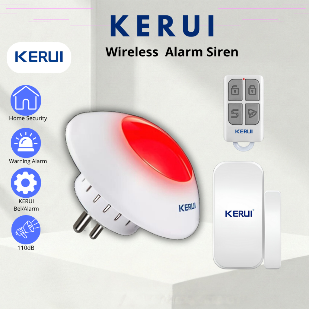 KERUI Alarm Rumah Strobe Sirine Wireless Indoor Alarm Sirine Home Security set