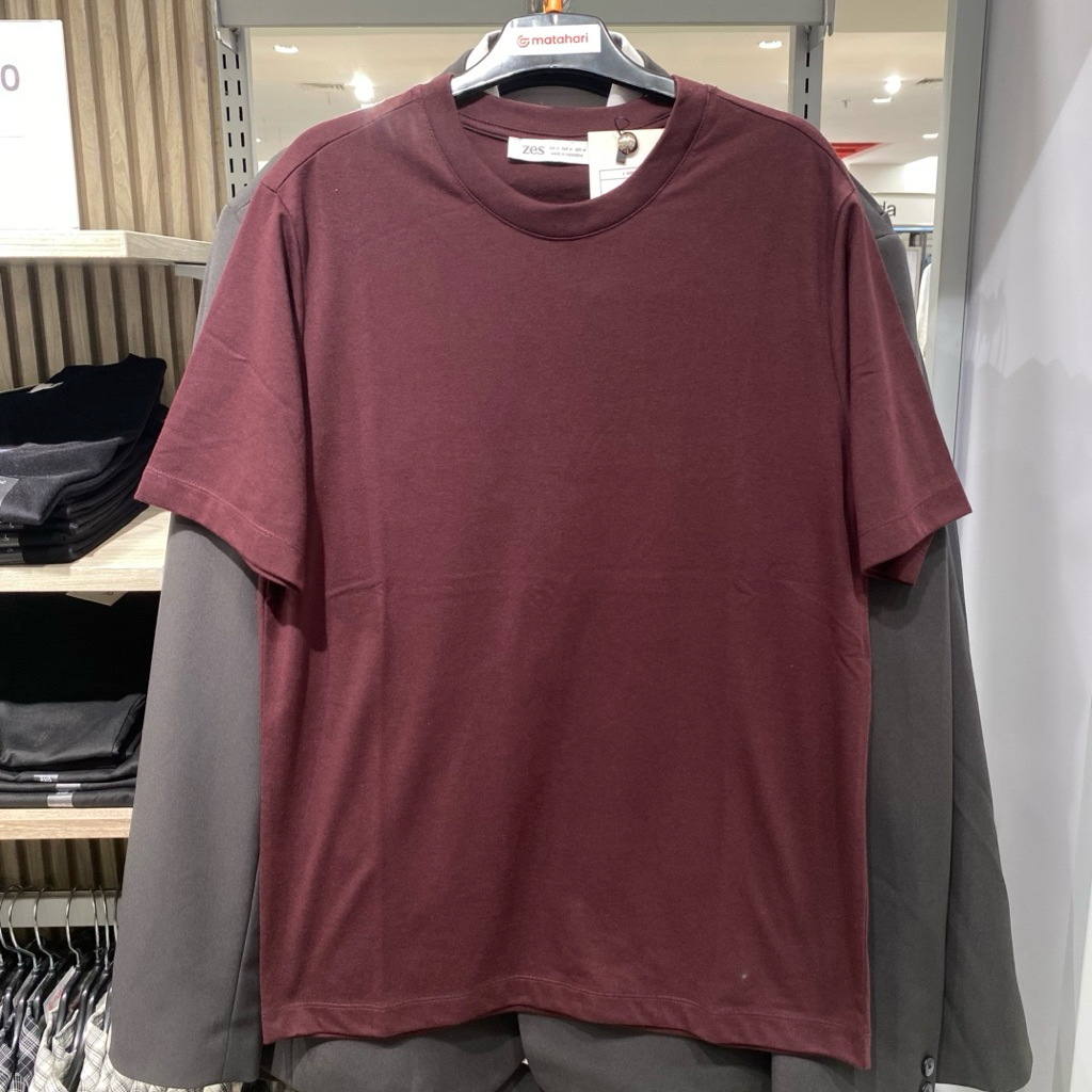 Kaos Polos Lengan Pendek Merk ZES Kaos Oblong Crewneck V Neck Bahan Katun Adem Banyak Pilihan Warna