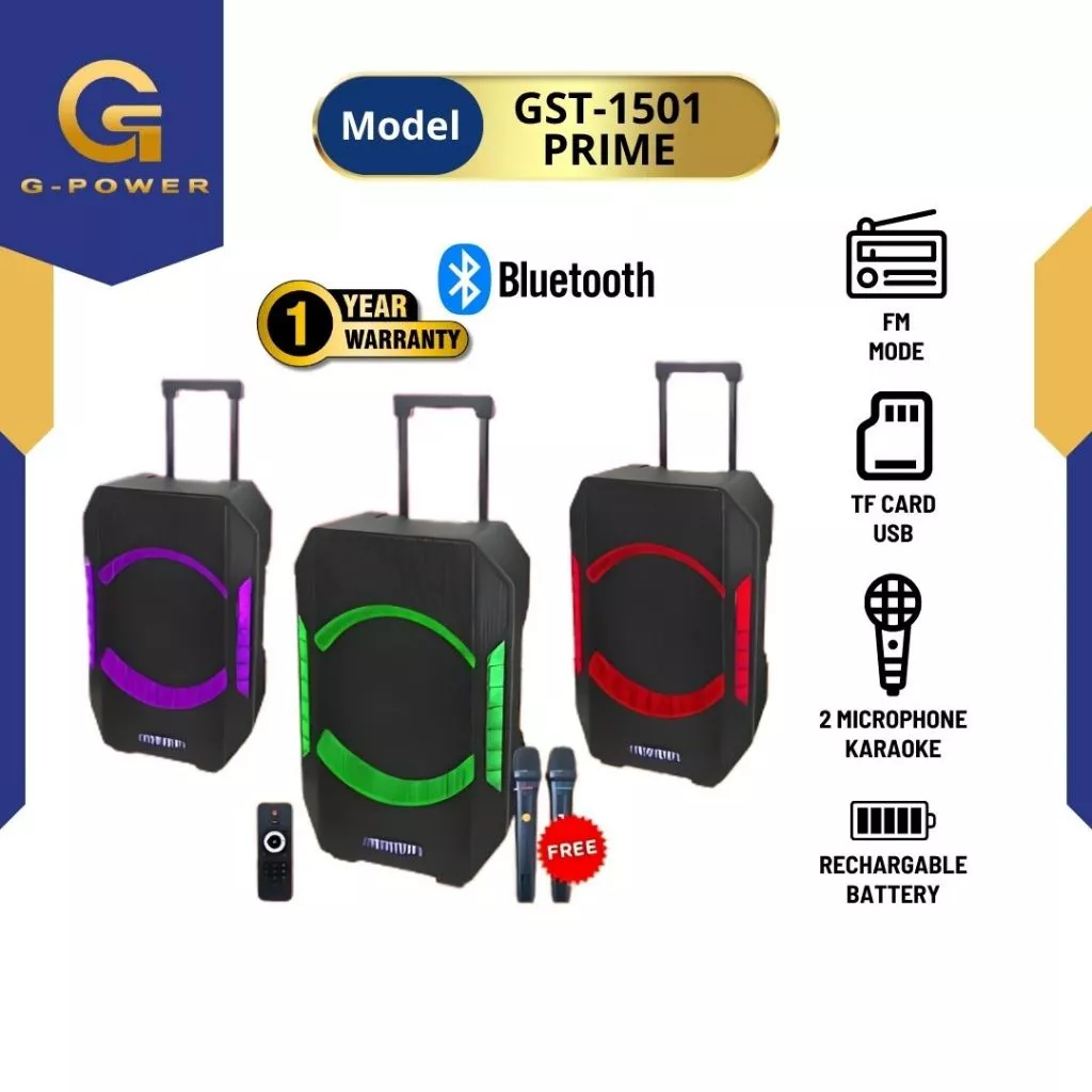Speaker G-POWER Meeting Gst-1501 Prime 15 Inch Speaker Bluetooth Super Bass