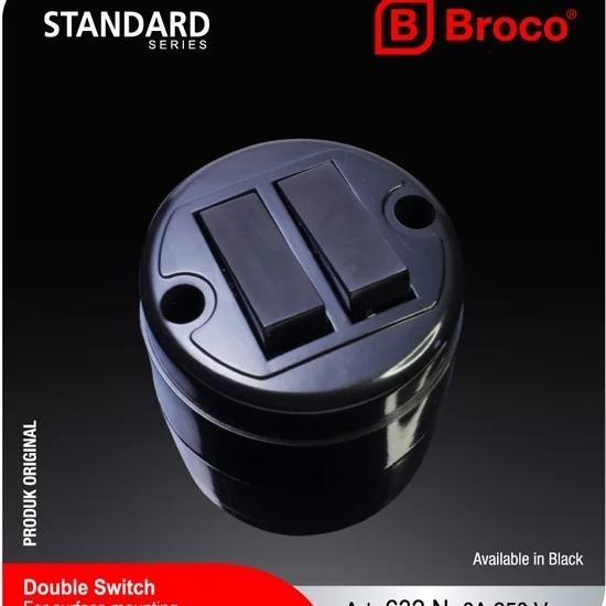 Broco Saklar Double Hitam Outbow / saklar broco Outbow hitam double