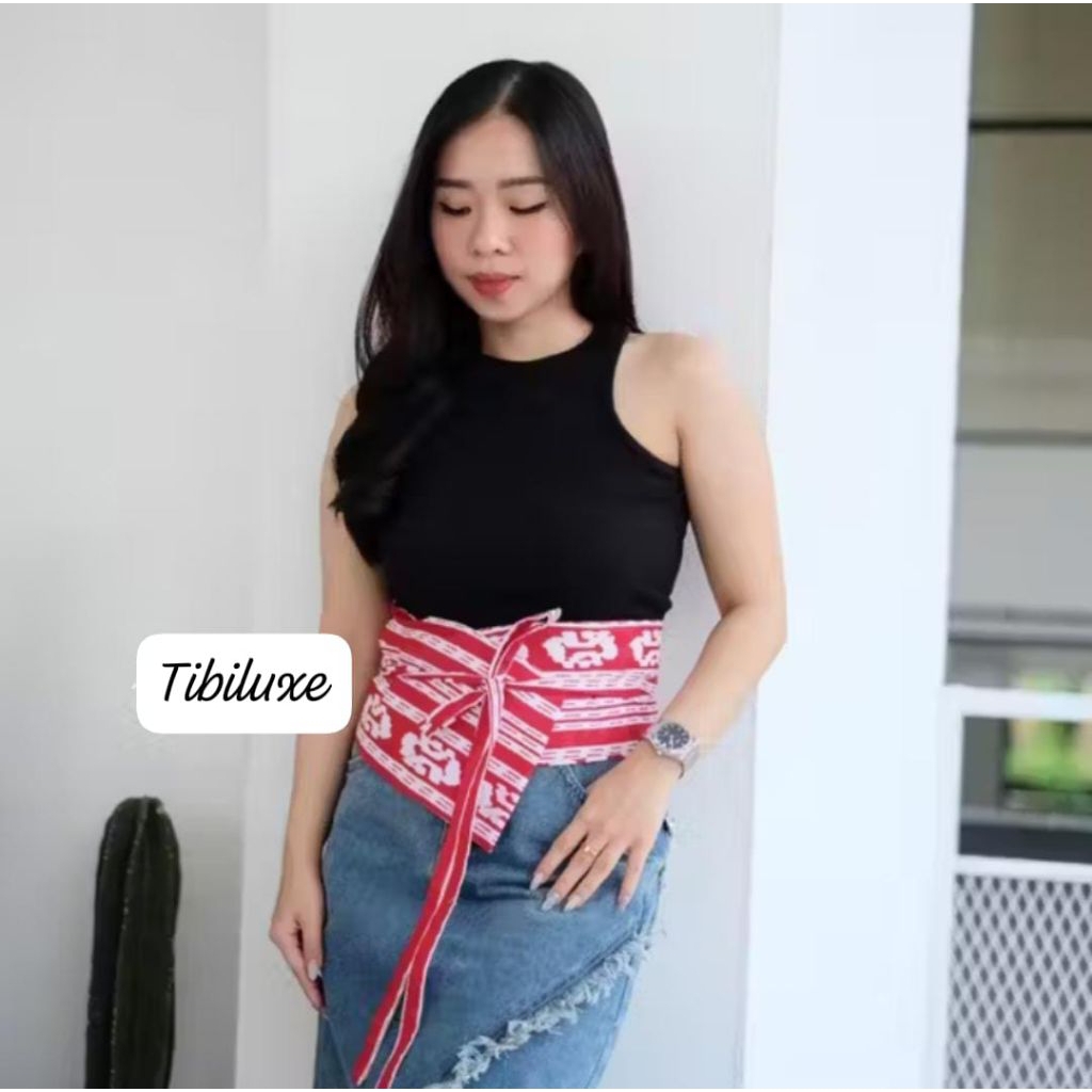 Obi Rose Belt Batik Tribal Red Edition / ikat pinggang tenun batik jumbo bigsize