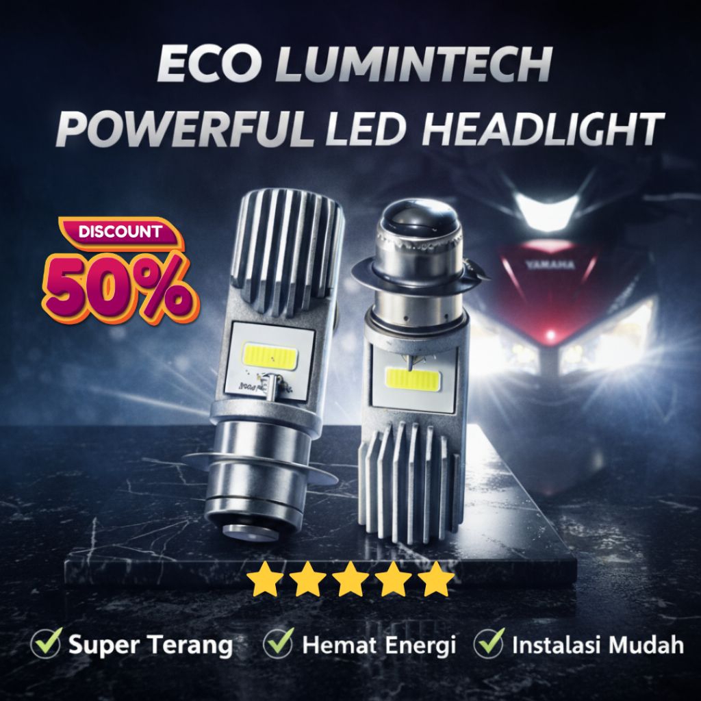 Lampu LED Depan Motor Soket H6 ECO LUMINTECH – Cahaya Putih Terang Fokus Jelas