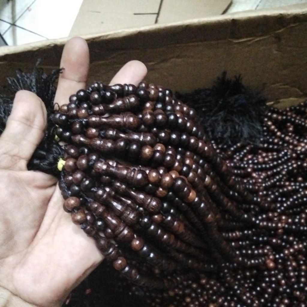 Grosir Tasbih Galih Asem 99 butir 8mm rumbai hitam