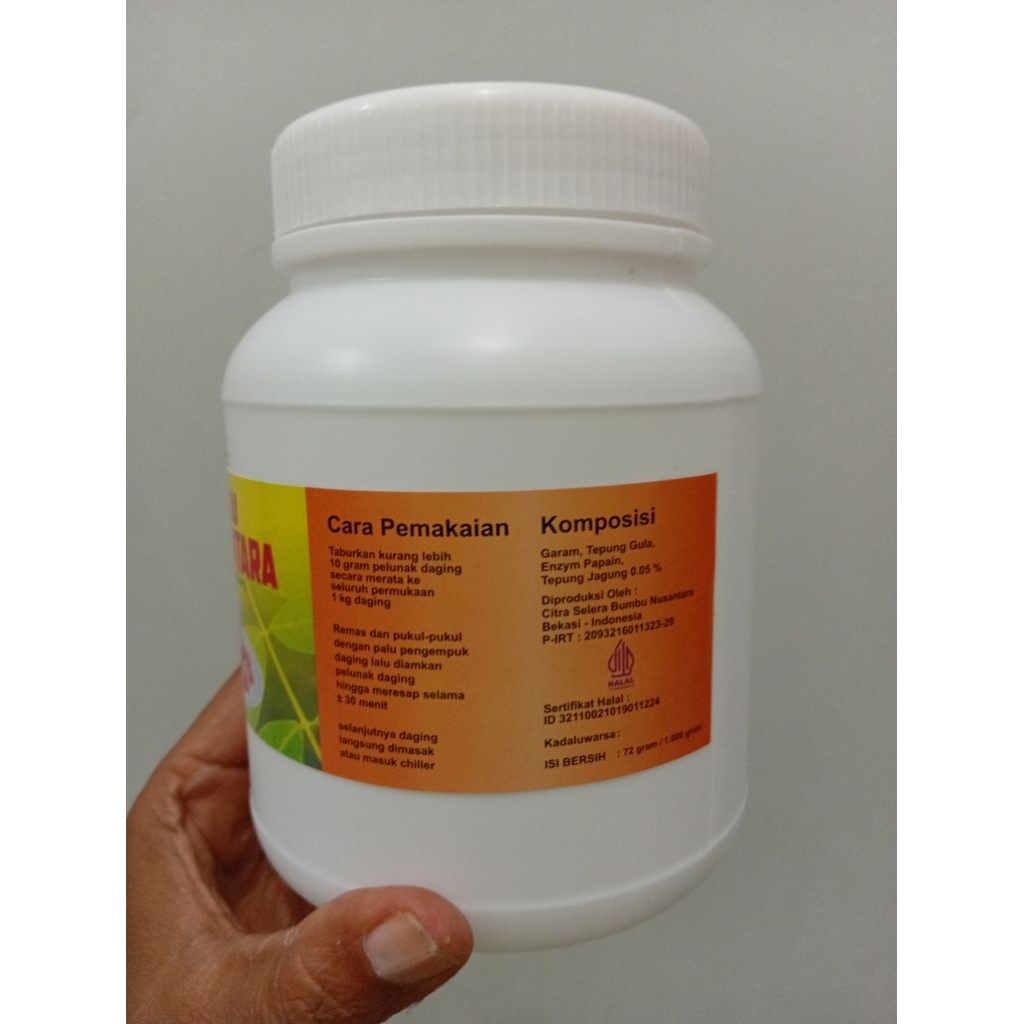 pengempuk daging meat tenderizer botol 1 kg bubuk powder yang mengempukkan daging secara alami hemat