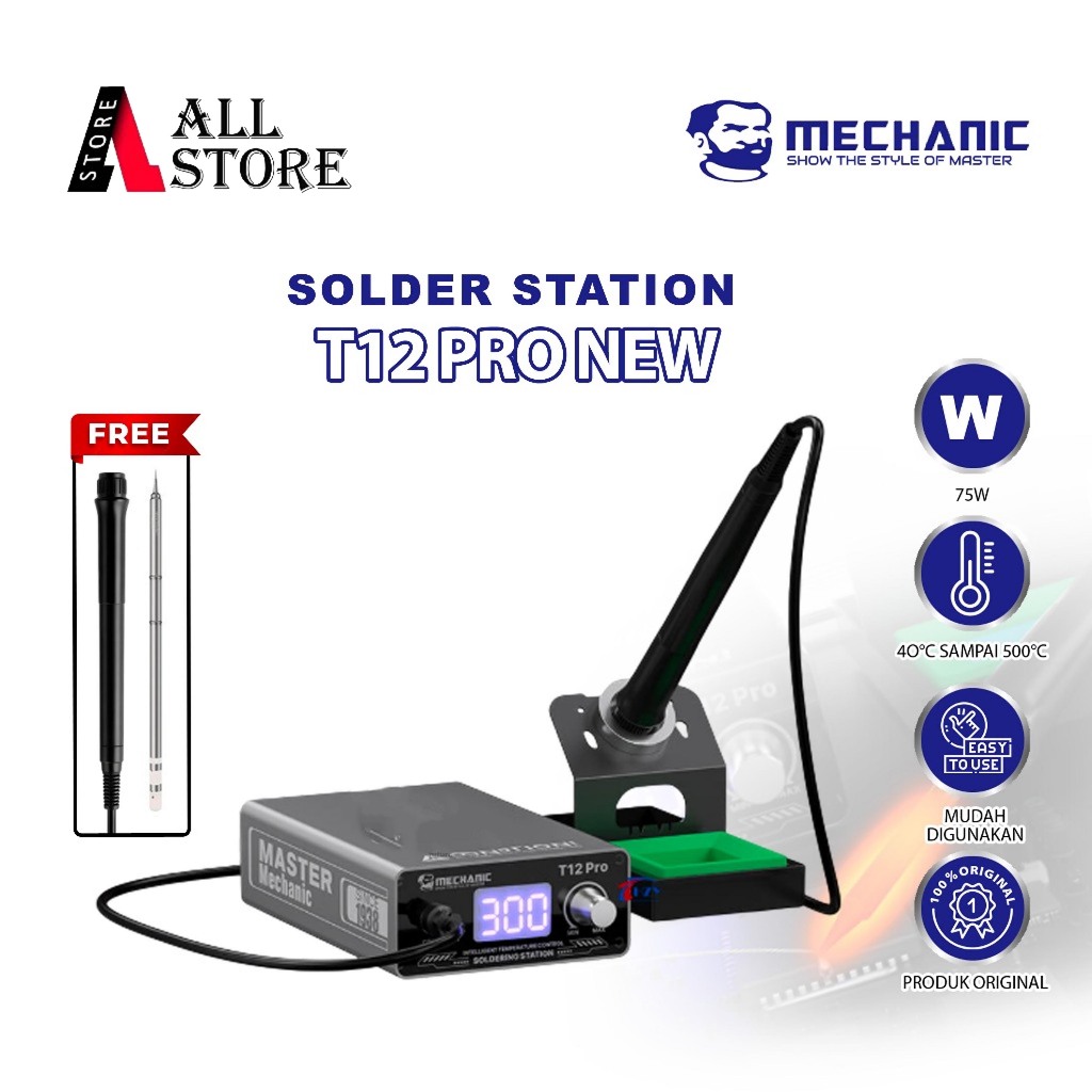 SOLDER MECHANIC T12 PRO DIGITAL TEMPERATURE - CONTROL SOLDER STATION MECHANIC T12 PRO ORIGINAL TERBA