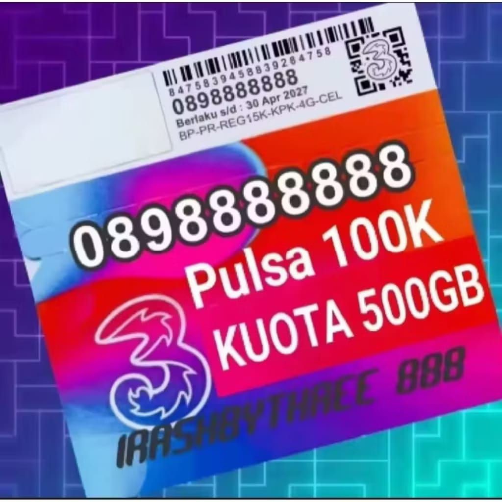 Promo Kartu Perdana Tri 10Digit Bonus Kuota 500GB+Pulsa100K Support Jaringan 4G