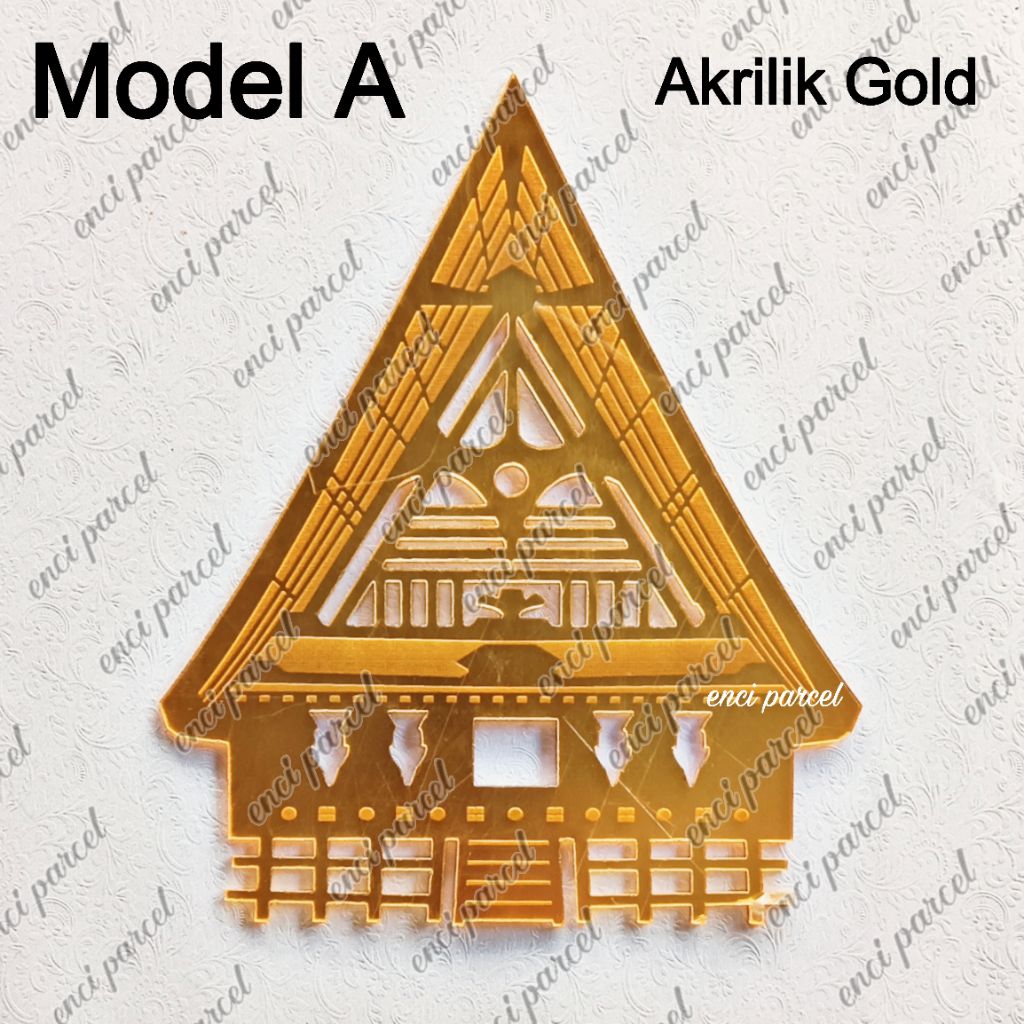 logo rumah adat rumah bolon suku batak dekorasi miniatur hiasan mahar bahan akrilik gold silver hita