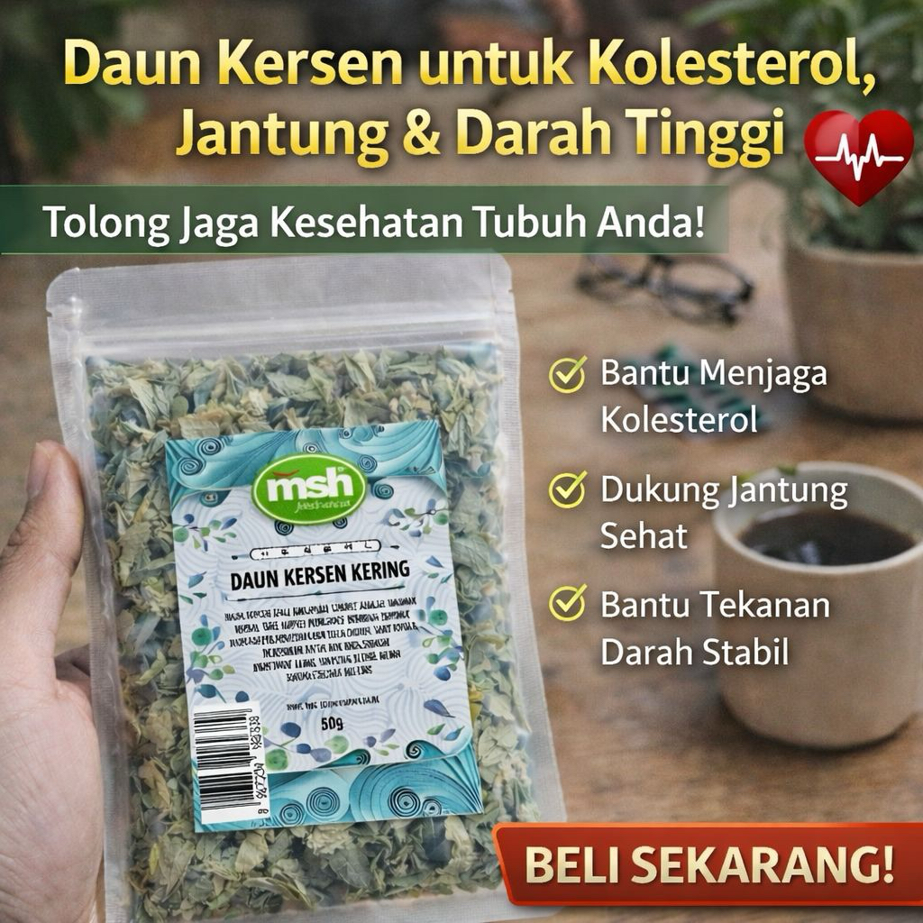 MSH Daun Kersen Kering Murni 50g , Daun Kersen Asli , Daun Kersen Original Herbal