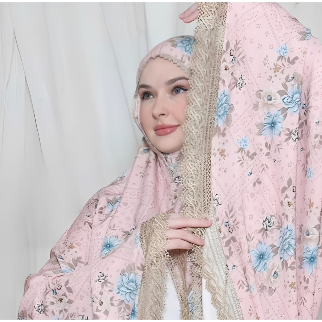 COD Mukena Katun 2in1 | Mukena 2in1 Resleting Mukena Dewasa Motif Renda Set Tas TRAVELING MOTIF BUNG