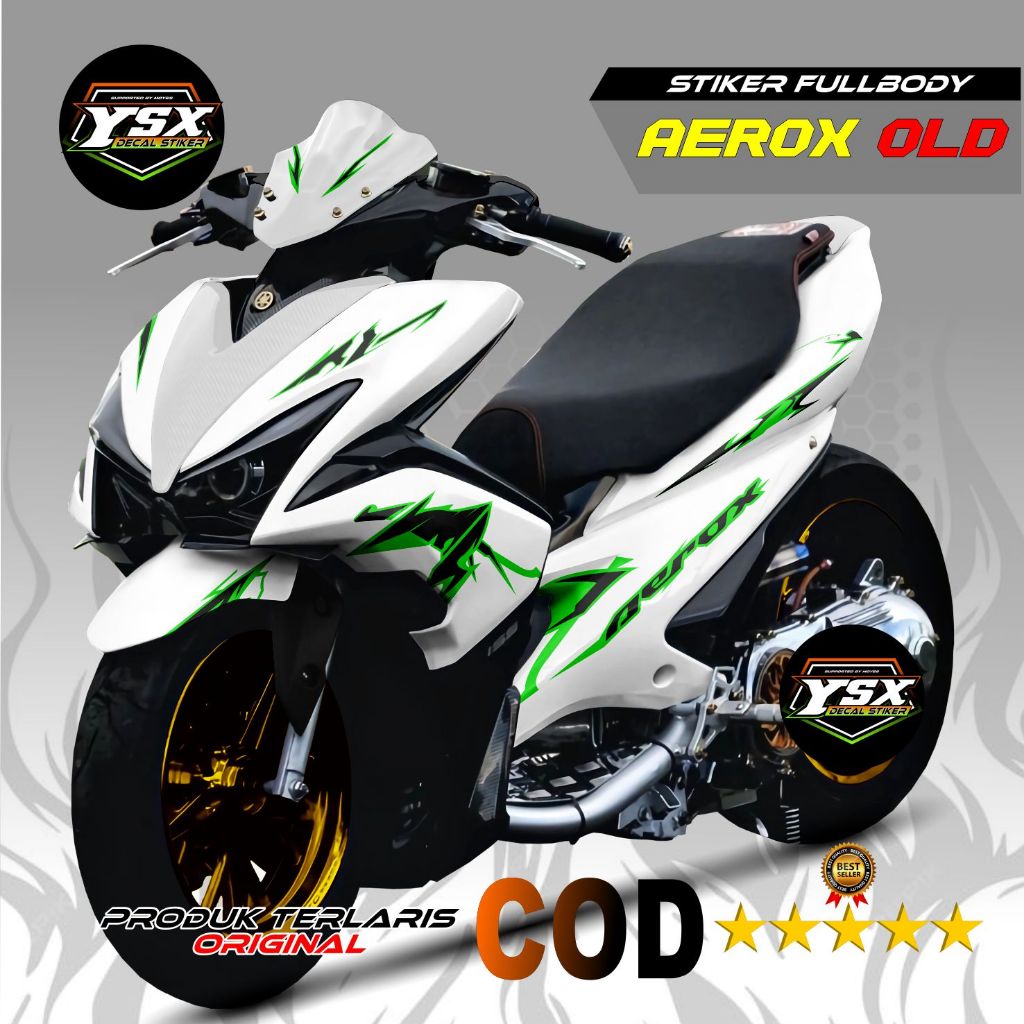 Decal Sticker Fullbody Aerox Old Surikeun Putih Lis Hitam