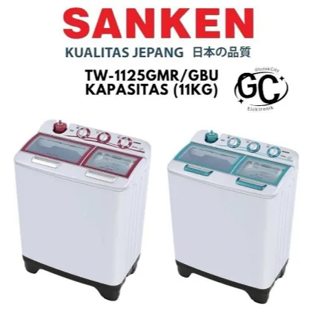 Mesin Cuci 2 Tabung SANKEN TW 1125 GBU / GMR Twin Tube Kapasitas 11 Kg TW1125GBU / TW1125GMR