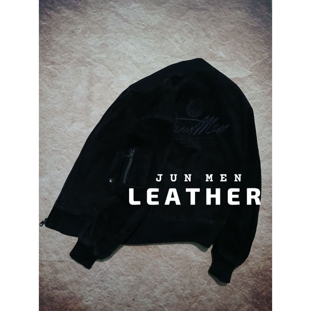 Jaket leather 100% kulit asli JUN MEN bahan tebal bekas pakai