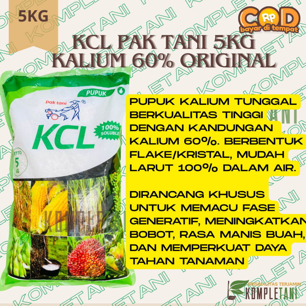 Pupuk Nutrisi KCL 5KG Kalium Tinggi 60% Pembobot Pemanis Buah Original Pabrik