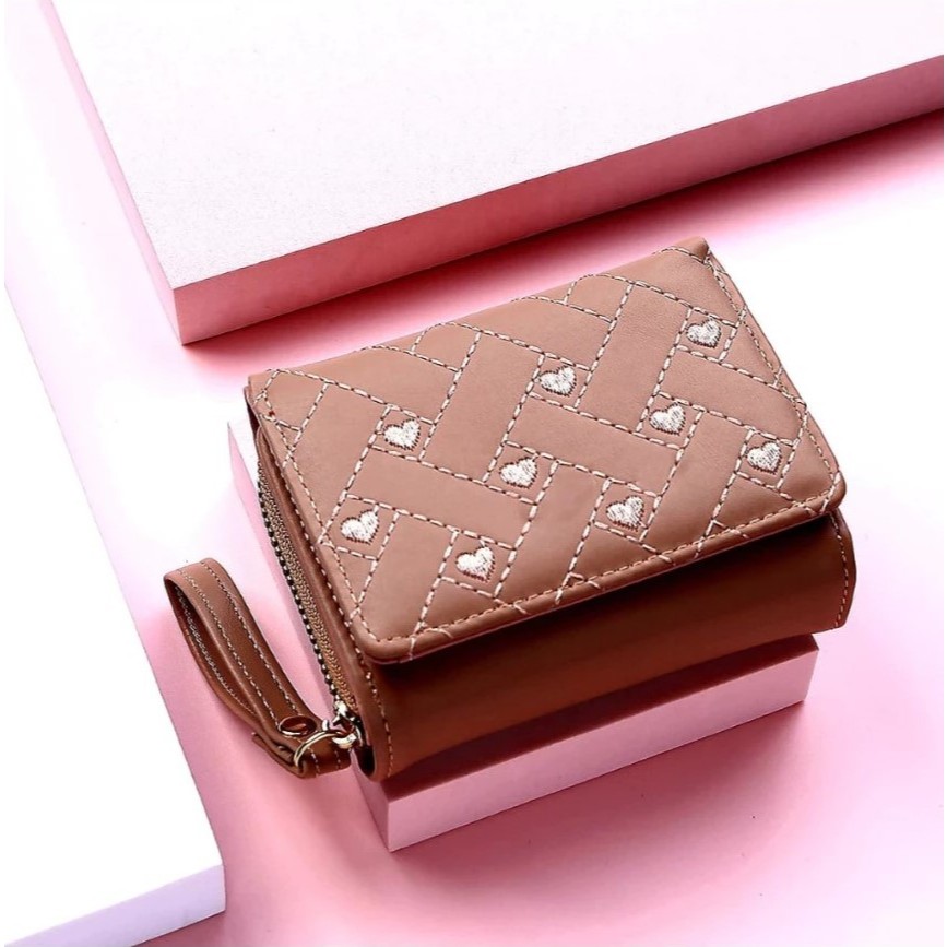 Dompet Wanita Aurora Mini Lipat Aesthetic Elegan Dompet Kecil Cewek Dompet Kartu Koin Uang Dompet Mi