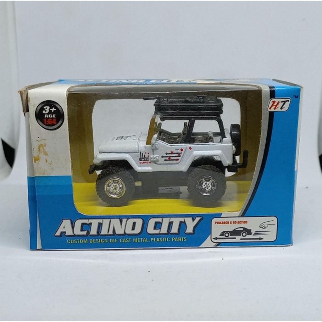 actino city jeep wrangler white 1/64 diecast not pullback (t)