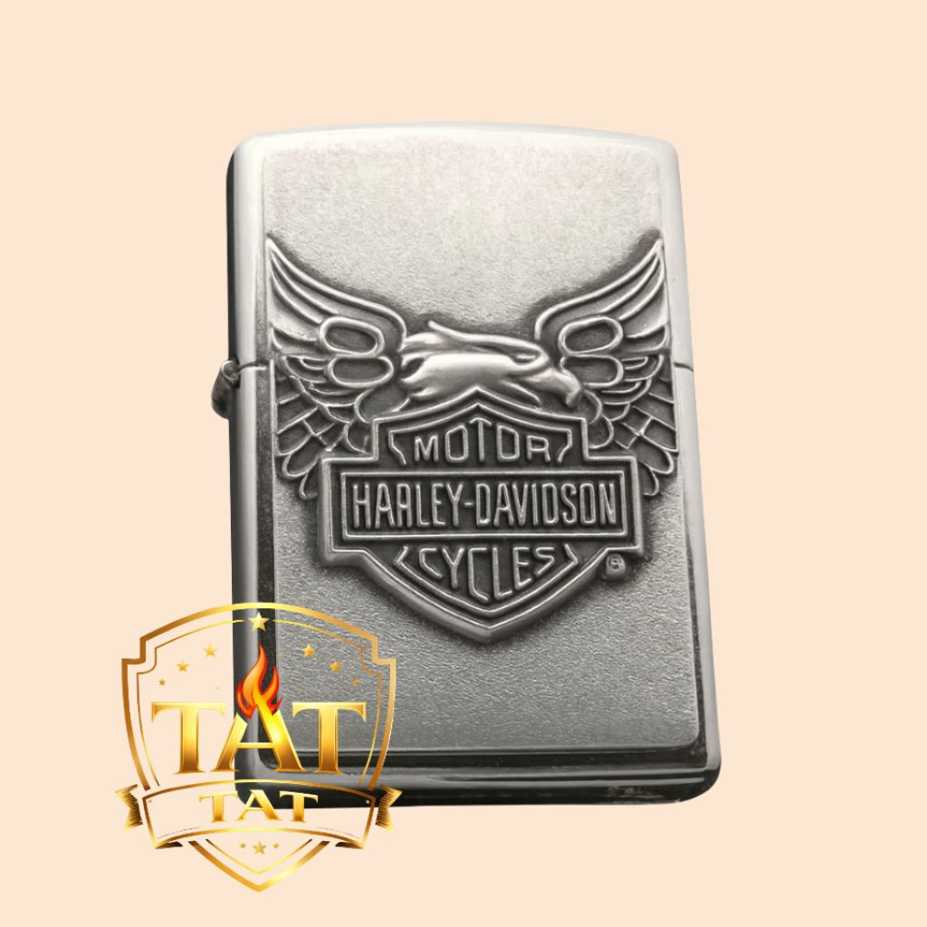 Korek Api Zippo Desain Harley Davidson Styles Silver Motif Timbul Premium Edition