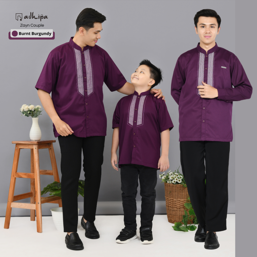 Adhipa Sarimbit Koko Couple Zayn Ayah dan Anak Warna Ungu Burnt Burgundy