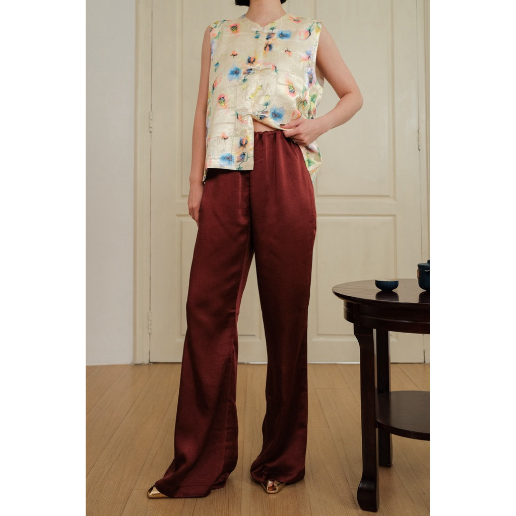CROIA - Tara Satin Pants | Celana Panjang Satin Highwaist | Celana Panjang Highwaist | Celana Panjan