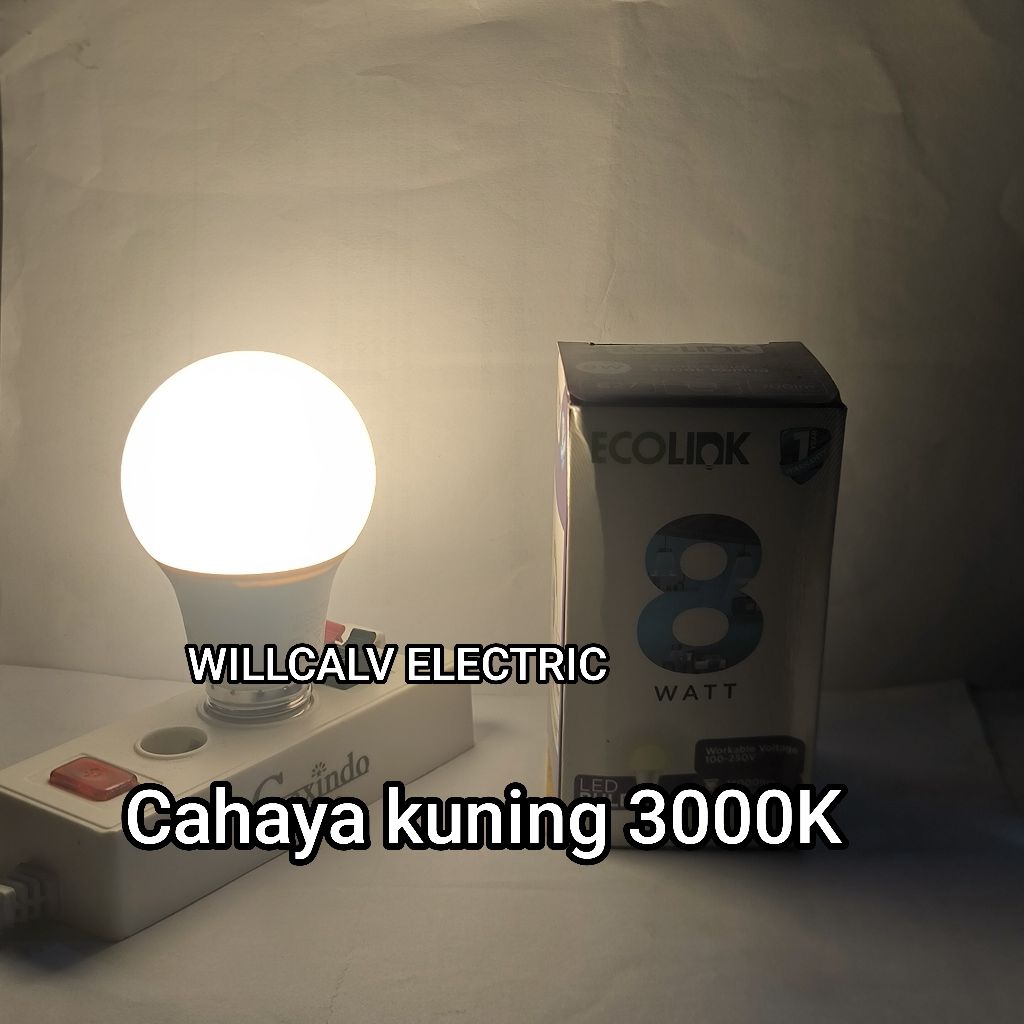 Promo lampu LED Ecolink 8W Bulb cahaya kuning 3000K E27
