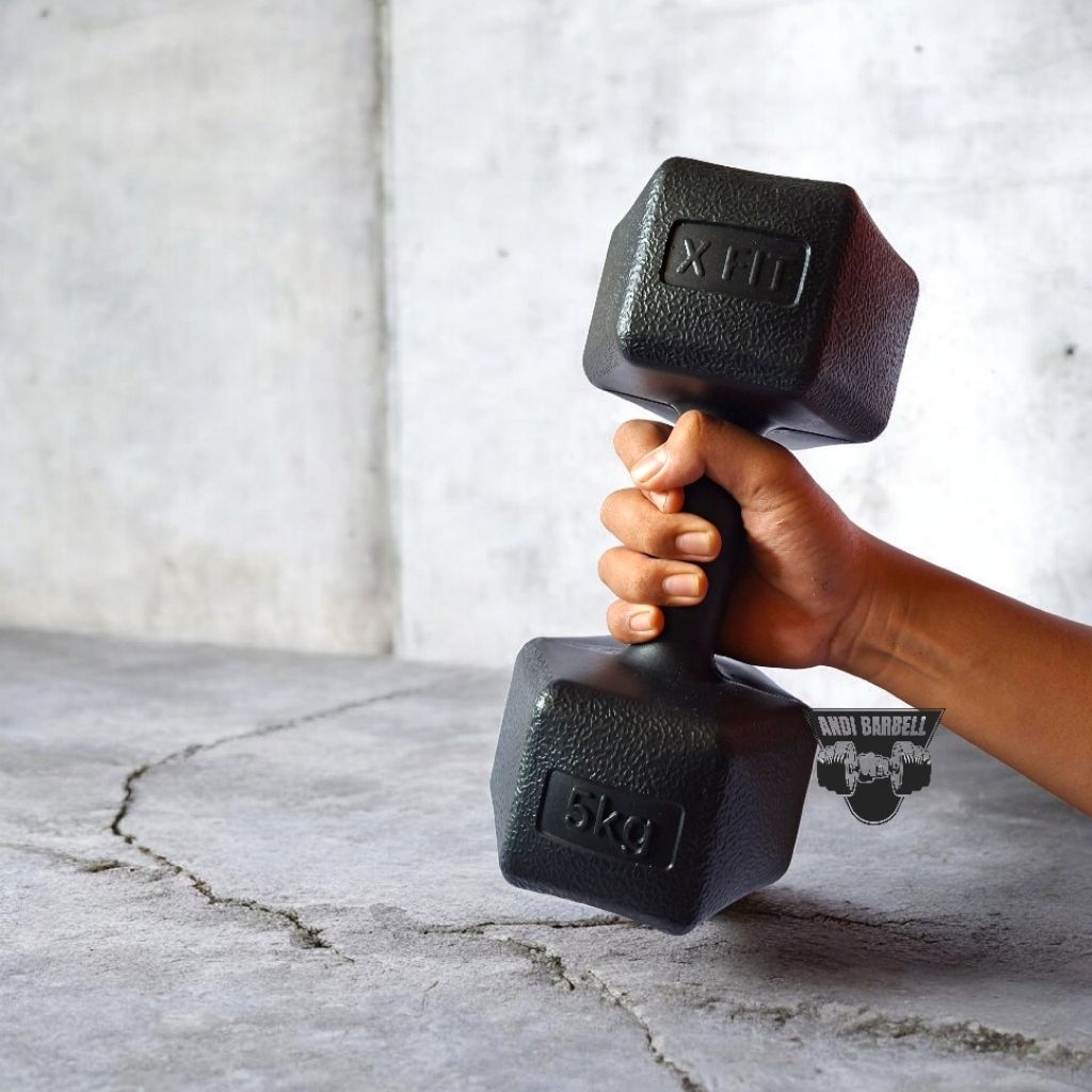 dumbel hexagonal ukuran 5kg alat olahraga angkat beban berat workout