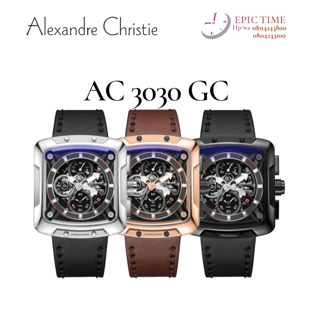 Jam Tangan Pria Alexandre Christie 3030 GC AC 3030 AC3030 Tali Kulit
